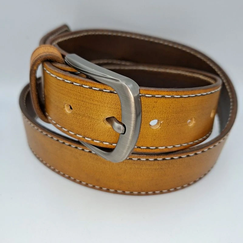 Obšívaný hnědý opasek š.4 cm, 120 cm