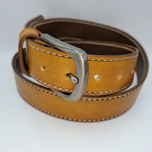 Obšívaný hnědý opasek š.4 cm, 120 cm