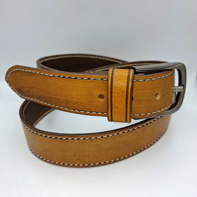 Obšívaný hnědý opasek š.4 cm, 120 cm