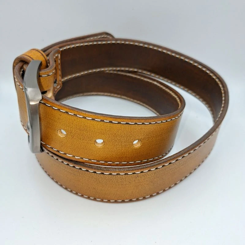 Obšívaný hnědý opasek š.4 cm, 120 cm